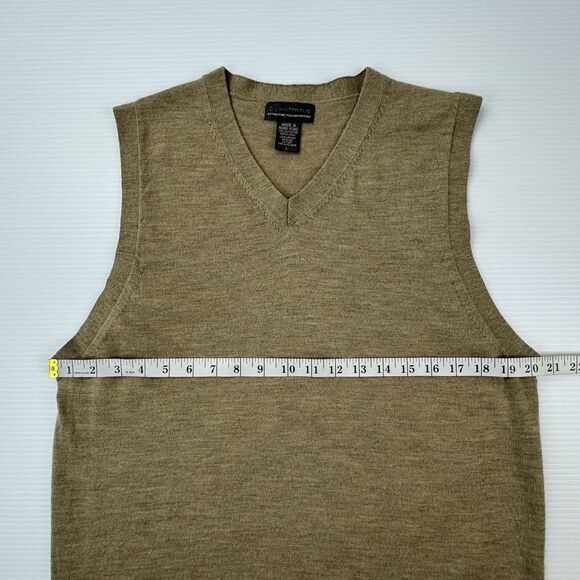 Banana Republic Merino Wool Sweater Vest Men’s L Tan Brown Italian Extra Fine - Picture 5 of 6